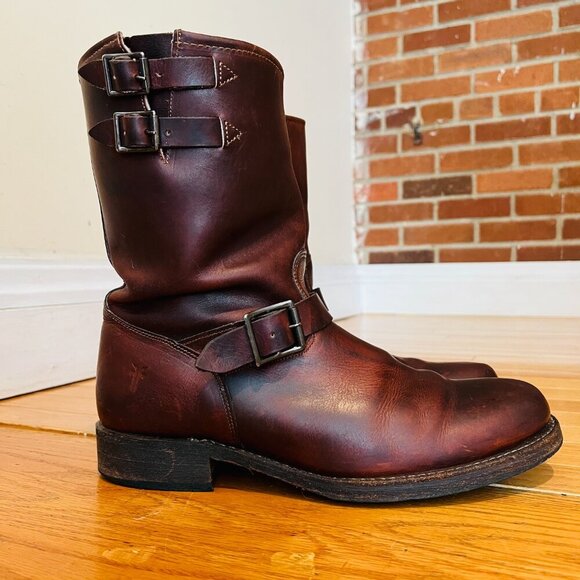 Vintage Congac Frye Distressed Engineer Boots Men's Size 11 D - Picture 10 of 16